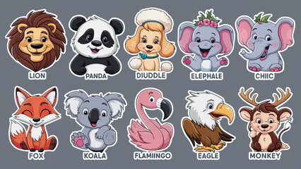 A collection of adorable cartoon animal stickers