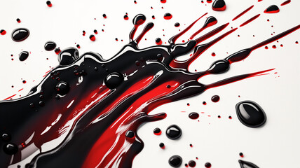 Red splashes of paint resembling blood drops on a white background, symbolizing love and romance with a grunge design
