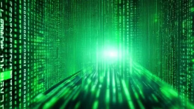 Futuristic digital motion background green matrix style