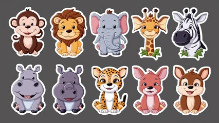 A collection of adorable cartoon animal stickers