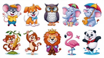 A collection of adorable cartoon animal stickers