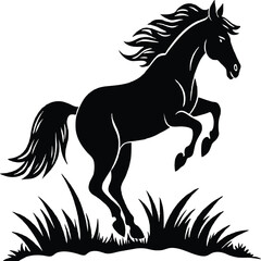 Horse silhouette vector, on white background