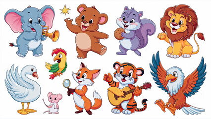 A collection of adorable cartoon animal stickers