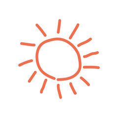 Vector doodle sun sketch illustration hand drawn cute orange sunshine scribble doodle children drawn style vector