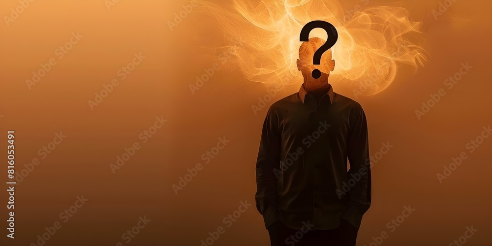 Poster silhouette of a person with a question mark head symbolizing problemsolving. concept problem solving