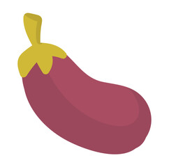 Purple eggplant in flat design. Fresh aubergine vegetable, vegetarian plant. Vector illustration isolated.