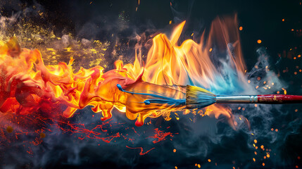rushstroke of Fire: A Burst of Artistic Energy