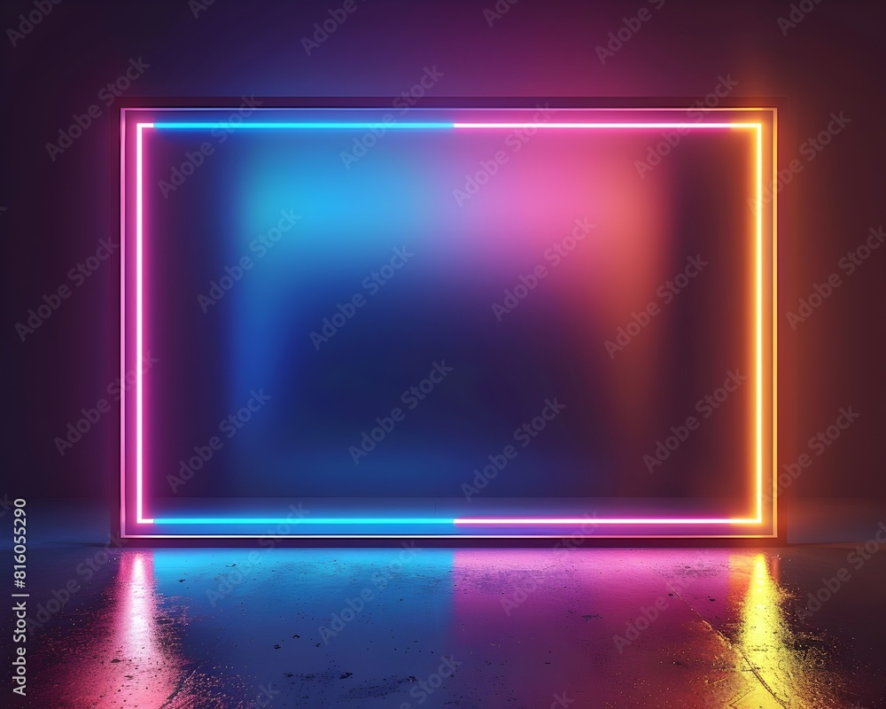 Aufkleber holographic frame with shifting color gradient in futuristic lighting setup