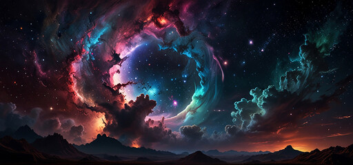 Colorful space nebula. Stary night background wallpaper