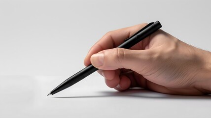  An advanced smart pen featuring holographic projection capabilities, depicted against a minimalist solid white backdrop, showcasing the seamless integration of technology.