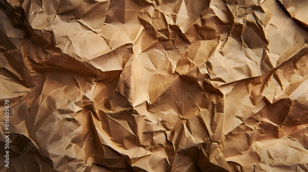 Poster crumpled brown paper background old texture for web design screensavers : generative ai