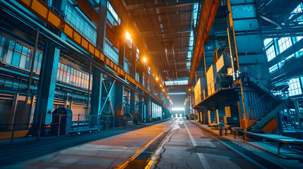 Obraz premium Interior of big industrial factory inside Metalworking plant heavy industry : Generative AI