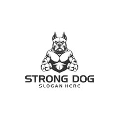 Muscle dog logo vector illustration