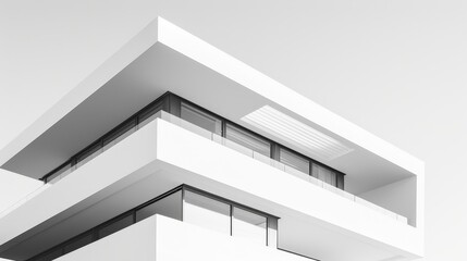 Obraz premium A white building with a large window on the top floor