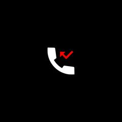 Incoming call icon simple sign on black background