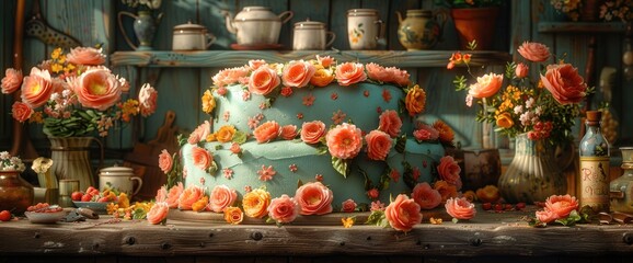 Naklejka premium Cake, Birthday Background