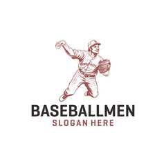 Baseball men logo vector illustration