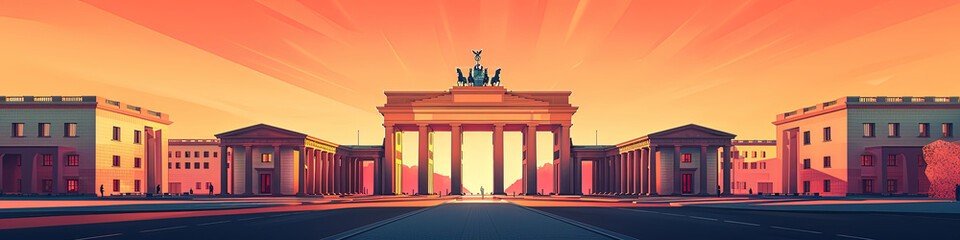 Obraz premium Brandenburg Gate, Berlin, Germany - Detailed Architectural Illustration