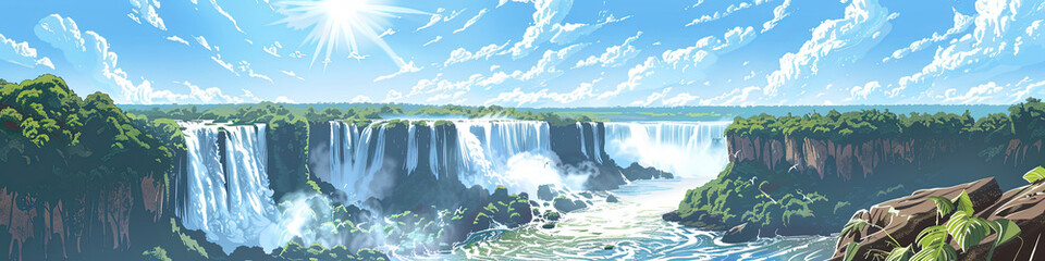 Iguazu Falls Illustration for Art Prints and Decor