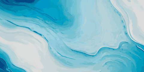 Obraz premium Beautiful soft blue sea water, ocean wave background. Soft blue and white hand printed creative marble texture ocean background.
