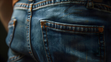 Fototapeta premium Poor man in jeans with empty pocket : Generative AI