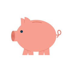Pig piggy bank with coins. Saving money concept. Accumulation money with a toy piggy bank
