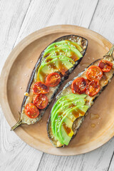 Baked eggplant with avocado