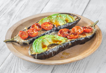 Baked eggplant with avocado