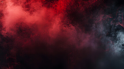 Background with dark smoke clouds in red light after explosion or natural disaster. Abstract banner for military operations, disasters, war games, ads with copy space. Battlefield under attack.