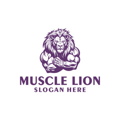 Muscle lion logo vector illustration