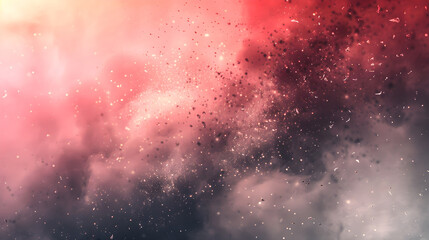 Background with red smoke clouds,  particles, fumes after explosion or natural disaster. Abstract banner for military operations, disasters, war games, ads with copy space. Battlefield under attack.