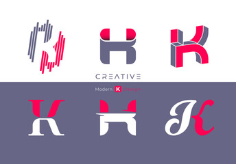 Letter K, modern alphabet, fonts, characters design, vector illustration.	
