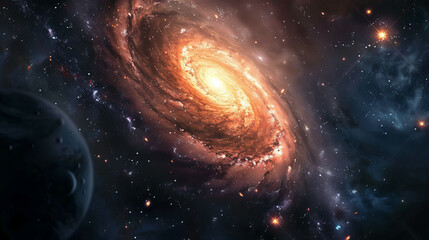 Fototapeta premium Hyper-Realistic Beauty Impressive Galaxy Nebula Captured in Stunning Detail and Splendor
