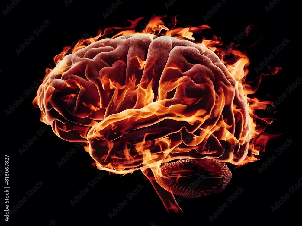 Aufkleber intricate neural pathways highlighted by mesmerizing flames in close-up