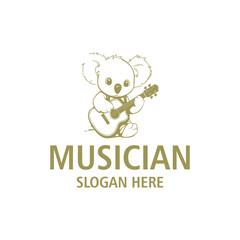 Koala musician logo vector illustration