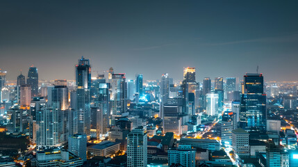 Fototapeta premium Night Time Cityscape Clear Sky Building City Structure Concept : Generative AI