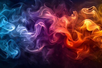 Fototapeta premium Close up of vibrant smoke on black background