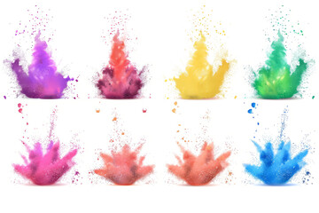 powder party with a cute  illustration of colored powder exploding in a playful display against a white background.