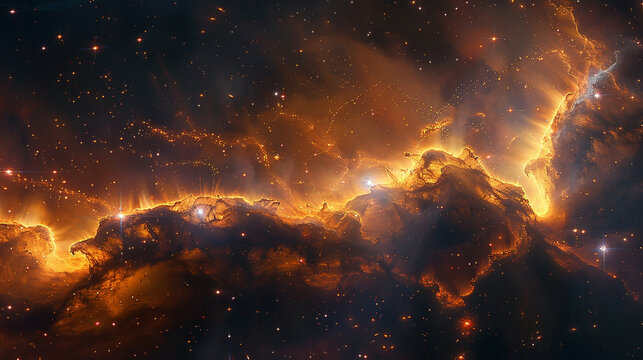  Cosmic Cradle Interstellar Landscape of a Stellar Nursery, Capturing the Birth of Stars and Galactic Evolution