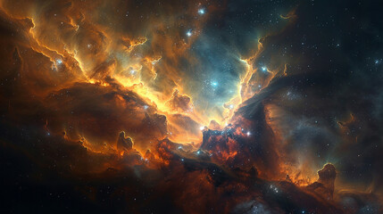  Cosmic Cradle Interstellar Landscape of a Stellar Nursery, Capturing the Birth of Stars and Galactic Evolution