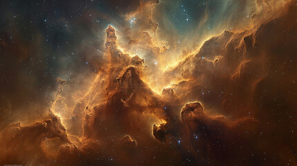  Cosmic Cradle Interstellar Landscape of a Stellar Nursery, Capturing the Birth of Stars and Galactic Evolution