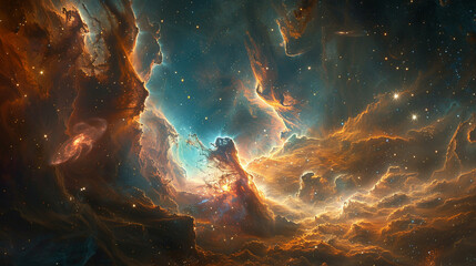  Cosmic Cradle Interstellar Landscape of a Stellar Nursery, Capturing the Birth of Stars and Galactic Evolution