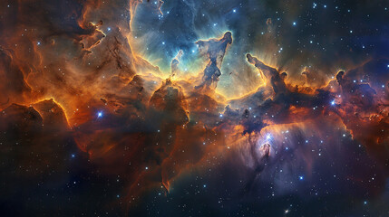  Cosmic Cradle Interstellar Landscape of a Stellar Nursery, Capturing the Birth of Stars and Galactic Evolution