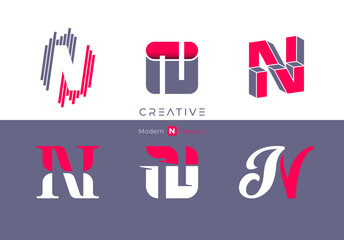 Letter N, modern alphabet, fonts, characters design, vector illustration.	
