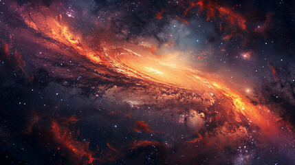 Fototapeta premium Cosmic Splendor Interstellar Impression of a Distant Galaxy, Unveiling the Majesty of the Universe