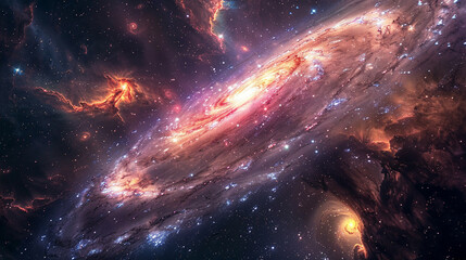 Obraz premium Cosmic Splendor Interstellar Impression of a Distant Galaxy, Unveiling the Majesty of the Universe