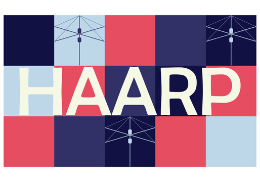 Text illustration HAARP, word concept in USA called High-frequency Active Auroral Research Program. A controversial weather modification program. Vector illustration