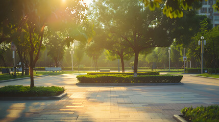 Obraz premium Nice modern leisure city park : Generative AI