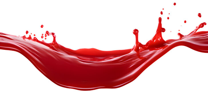 Red ketchup or red liquid sauce splash isolated on transparent background