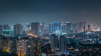 Night Time Cityscape Clear Sky Building City Structure Concept : Generative AI